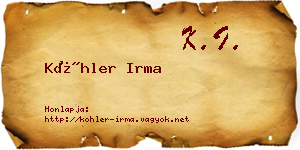 Köhler Irma névjegykártya